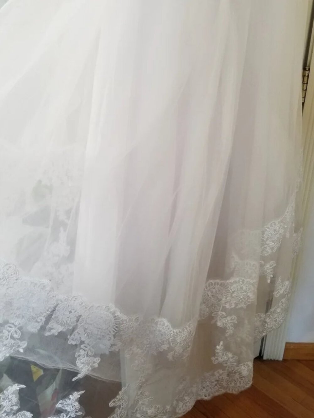 Communion White Lace Flower Girl Dress Butterfly Cape with Bow Size 12 - Picture 7 of 13